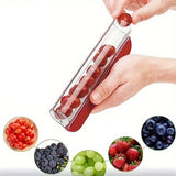 Fruitsnijder - Tomaat/Druif/Kersensnijder, Fruitkeukendecoratie Keukenhulp, Groentesnijder, Keukengereedschap, 20 x 7,5 x 7 cm (Rood)