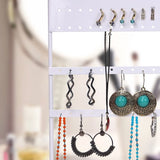 Belle Vous Wit Metalen Oorbel Organizer Sieraden Display Standaard met Houten Basis - 144 Gaten, 3 Lagen - Opslag Voor Hangende Oorbellen, Kettingen & Knopjes Houder Rek Voor Dames & Meisjes