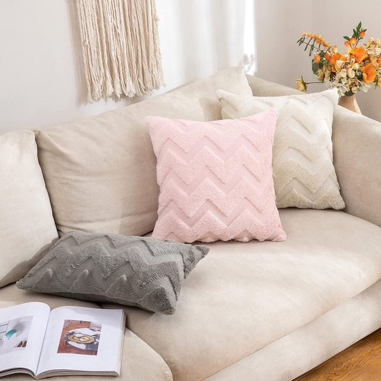 Set van 2 kussenslopen van wol, bankkussen, decoratief kussen, golf, polyester kussenhoezen, bankkussenhoes, decoratieve kussensloop, verborgen ritssluiting, woonkamer, slaapkamer, 30 x 50 cm, donkergrijs