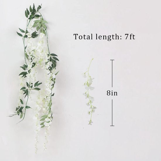 Kunstmatige Blauweregen Garland Kunstmatige Blauweregen Garland voor Bruiloft Muur Ballroom Decoratie Outdoor (Wit)