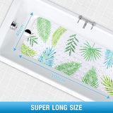 Antislip kinderbadmat, 100 x 40 cm, groen blad afbeelding badmat met 200 zuignappen, antislip, schimmelbestendig, machinewasbaar