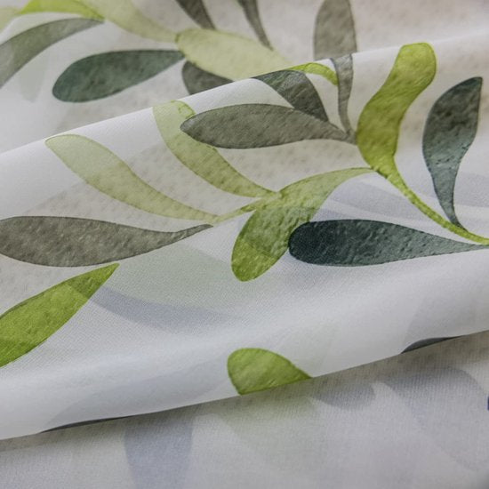 Gordijngordijn, bladeren, bedrukt, winkel, gordijnen, semi-transparant, stof, voile, vouwgordijn, lichtdoorlatend, raamgordijn, met inslagringen, zacht (1 stuk)