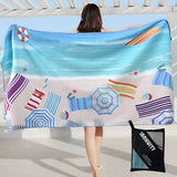 Microvezel strandhanddoek, 160 x 80 cm, super zacht, gemakkelijk te onderhouden, yoga, reizen, badhanddoek, strandhanddoeken voor volwassenen, sneldrogende en lichtgewicht reishanddoek.