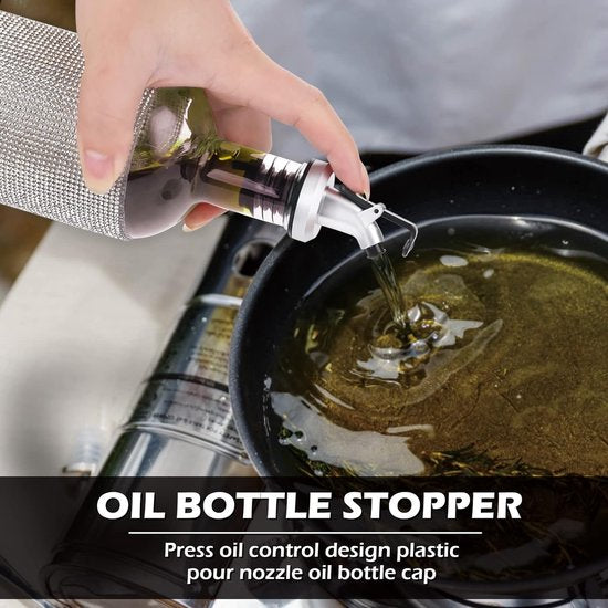 10 stuks schenkers voor olieflessen, flessenschenkers met klep, roestvrijstalen olieschenkers, sterke drankschenkers voor flessen, wijn, schenkolie, lekvrije wijnschenkers voor keuken en bar