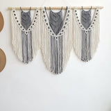 Macramé wandbehang kunst geweven tapijt boho deco chic home decor appartement slaapzaal kamerdecoratie, 110 cm (B) x 82 cm (H), balkondecoratie, wanddecoratie boho (SET G)