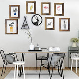 Set van 7 rustieke vintage fotolijsten 13 x 18 cm houtlook met glazen paneel