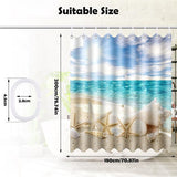 180 x 200 cm Fabric Shower Curtain Polyester Textile Anti-Mould Waterproof Washable for Bathroom Bath and Shower Ocean Style Decorate Curtain Shower Curtains with 12 Shower Curtain Rings