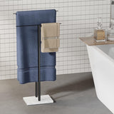 Marble Towel Rail Black, Towel Rail Standing Black, Towel Rail Standing for Bathroom, 85 x 44.5 x 17.5 cm