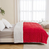 Cuddly Blanket Sofa Blanket 130 x 150 cm Lamb Blanket Striped Fluffy Soft Blanket Sofa Throw Couch Blanket for Bed Sofa Living Room Light Red