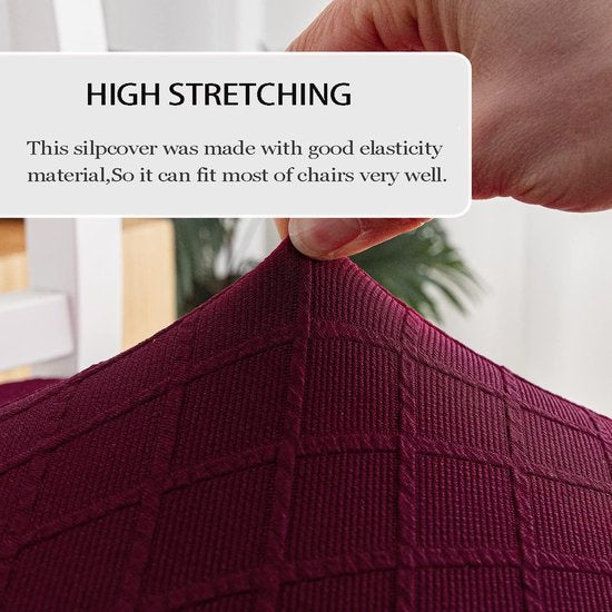 Shell Stoelhoezen Retro Stoelhoezen - Stretch Spandex Print Lounge Hoek - Stoelhoezen voor Eetkamer Keuken Feest Banket Club Home Decor (Wijnrood, Set van 4)