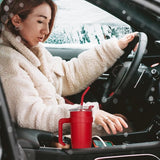 Thermobeker met handvat en rietje, dubbelwandige vacuüm roestvrijstalen isolatiebeker, voor onderweg of kantoor, voor koude warme dranken, 1200 ml, rood