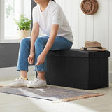 Kruk 80 liter, opbergdoos, voetenbank, opvouwbaar, tot 300 kg belastbaar, kunsthoes leeg, stof aarde, zwart