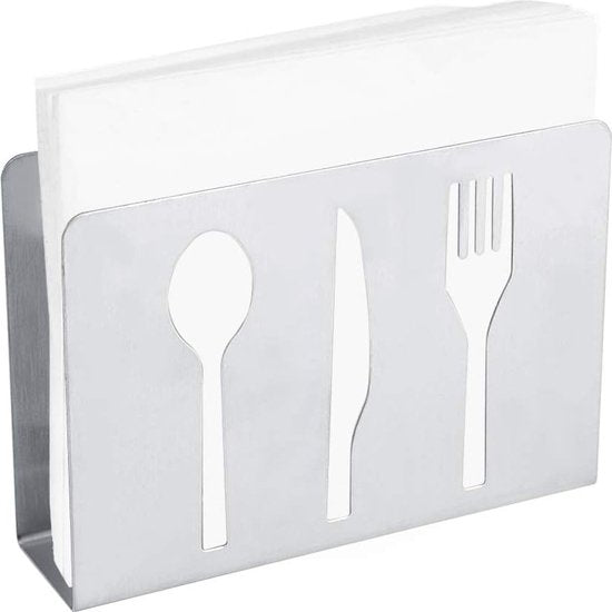 Servethouder voor de tafel, zilverkleurige rechtopstaande zakdoekdispenser, moderne tafeldecoratie, servethouder