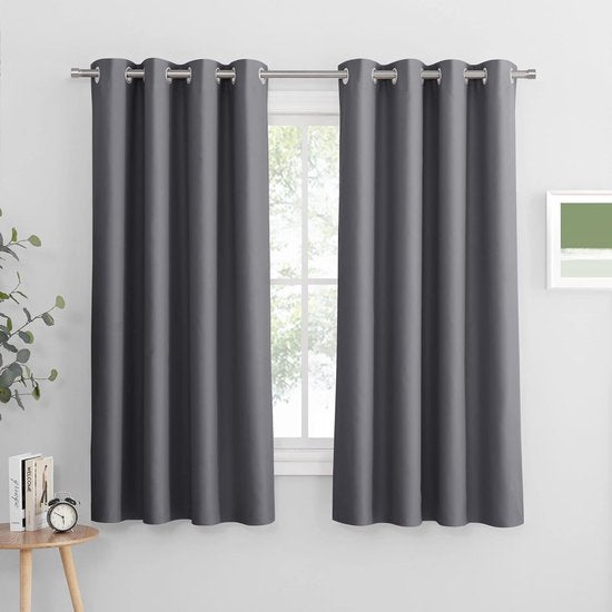 gordijn - curtain ondoorzichtig - opaque set van 2 gordijnen met ogen - set van 2 gordijnen met ringen decoratieve verduisteringsgordijnen voor woonkamer, slaapkamer - decoratieve verduisteringsgordijnen voor de woonkamer, slaapkamer