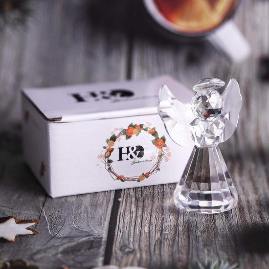 Kristallen engel beeldje presse-papier decoratie glazen ornamenten kunst verzamelobject (transparant)