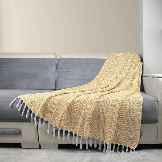 Kameel Bruin Worp Voor Mannen Vrouwen Sofa Deco Katoen Fringe Deken Met Kwastje Diamant Patroon Boho Decoratieve Zachte Outdoor Luxe Dekens R 60X50 Inch