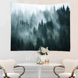 XXL Tapestry 300 cm Forest Green Misty Wall Towel Forest for Bedroom Wall Towels Landscape Wall Hanging Forest Cloth for Wall Extra Large 305 x 230 cm