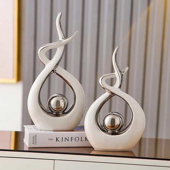 Keramisch beeld, moderne abstracte sculptuur, woondecoratie, tafeldecoratie voor woonkamer, slaapkamer, eetkamer, kantoor