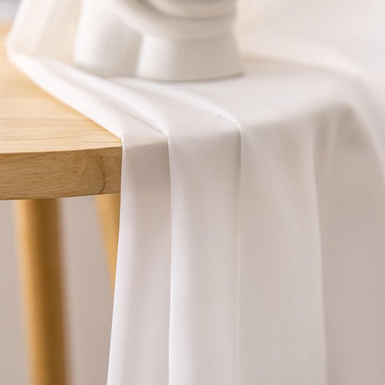 Vitrage bistrogordijn, wit, halftransparante gordijnen, set van 2 bistrogordijnen, voile transparant, kort voile gordijn met lussen, privacy, raamgordijn, decoratie voor woonkamer, keuken
