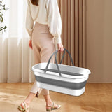 Grote platte mop, posemmer, platte mopemmer, opvouwbare draagbare mopemmer, opvouwbare poetsemmer met handvat, voor grote vloeroppervlakken (wit)