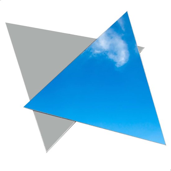 elfklevende tegelspiegel, driehoekige spiegeltegels, wanddecoratie, flexibele spiegel, acryl, doe-het-zelf, voor school, keuken, badkamer, woonkamer, kantoor, decoratie, 8,5 x 8,5 cm, 20 stuks, zilver