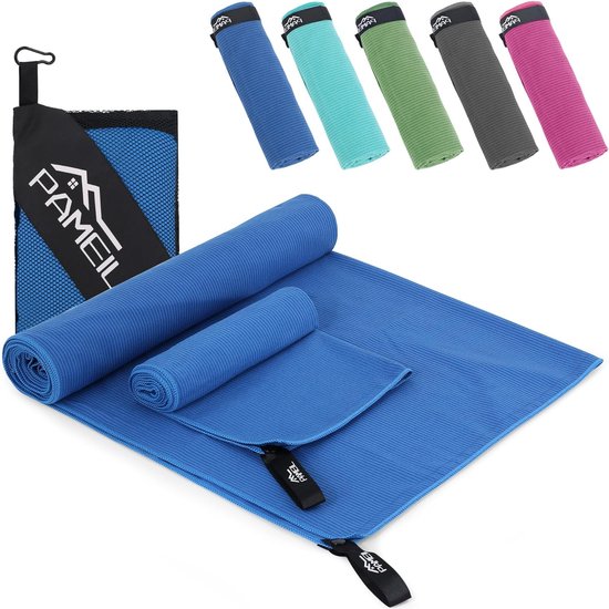 Microvezelhanddoekenset van 2 (160 x 80 cm grote badhanddoek + 80 x 40 cm kleine handdoek), compacte en sneldrogende microvezelhanddoeken, sporthanddoek, reishanddoek, strandlaken