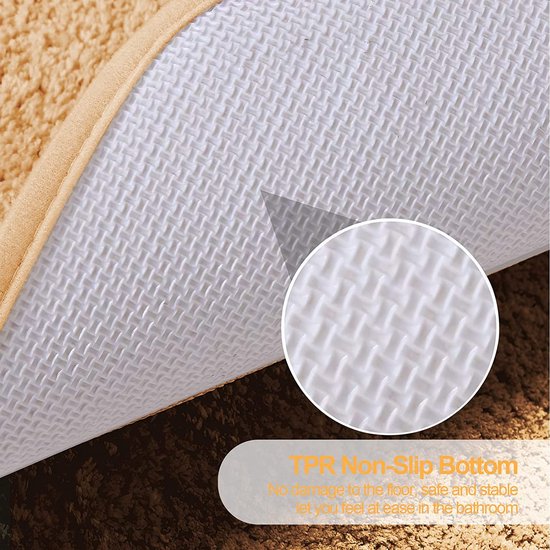 Badmat 70 x 120cm pluizig microvezel wasbaar badtapijt antislip badkamertapijt voor badkamer (beige) tapijt-beige