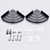Shower Shelf No Drilling Corner - Shower Shelf No Drilling Black Matt - Shower Shelf Corner Bathroom Organiser Bathroom Shelf with Strong Adhesive, Aluminium Corner Shelf Bathroom Pack of 2