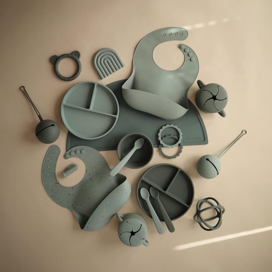 Cambridge Blue Snackbeker van silicone, broodtrommel voor onderweg, lekvrij en vaatwasmachinebestendig, veilige, hoogwaardige en duurzame eerste uitrusting, snackbox voor kleine kinderen,