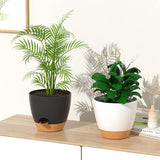 20 cm plantenpotten met irrigatielip, zelfbewaterende plantenpotten met afvoergaten en uitneembare onderzetter, kunststof plantenpotten voor binnen en buiten, wit, set van 2