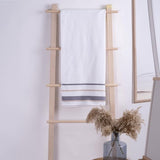 Serenity - Biologisch katoen 2 stuks decoratieve badhanddoek set - hoogwaardig, licht, zacht en absorberend, Oeko-Tex Made in Green & GOTS gecertificeerd - 2 badhanddoeken - beige