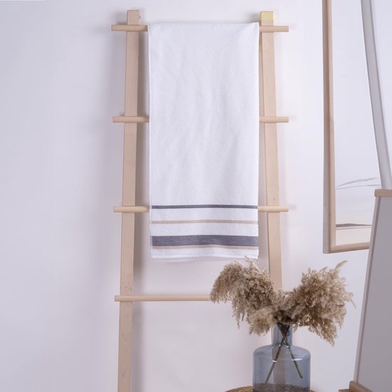 Serenity - Biologisch katoen 2 stuks decoratieve badhanddoek set - hoogwaardig, licht, zacht en absorberend, Oeko-Tex Made in Green & GOTS gecertificeerd - 2 badhanddoeken - beige