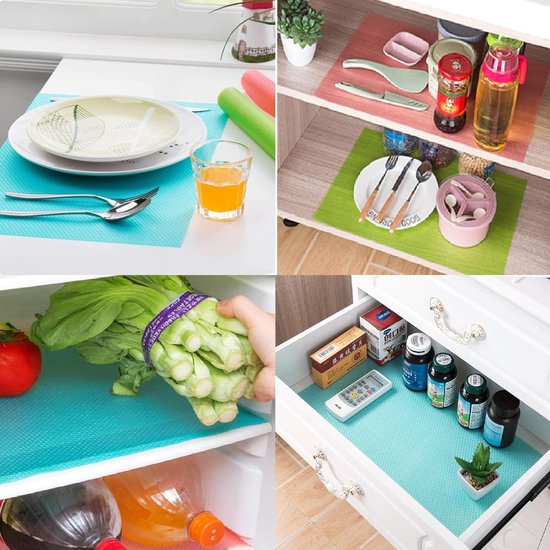 Antibacteriële koelkastmatten, anti-vocht, koelkastpad, anti-schimmel, antibacteriële koelkastmatten, wasbaar en doe-het-zelf, op maat te snijden, 10 stuks