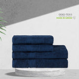 Biologische katoenen handdoekenset, 2 badhanddoeken 70 x 140 cm, 2 x handdoeken 50 x 100 cm, zacht, absorberend, 100% Turks katoen, (Deep Sea Blue)