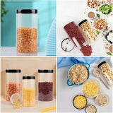 Kunststof voorraaddozen, 6 stuks, set van 3 stuks, 1000 ml en 3 set, 500 ml, opbergdoos met deksel, keuken, voor voer, huisdier, muli, meel, thee, kruidenpotjes