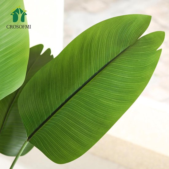 kunstmatige paradijsvogelplant 150 cm kunstmatige tropische palmboom met 10 bladeren perfecte kunstplanten in pot voor binnen en buiten thuis kantoor tuin moderne decoratie (1 pak)