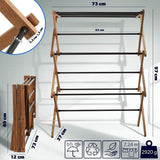 Staande droger van hout - inklapbaar torenwasrek met 11 stalen staven en 7 m² droogoppervlak - ecologisch wasrek, ruimtebesparende droger (97 cm hoog)