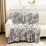 Diamantpatroon Bankkleed Deken Omkeerbaar XXL Grote bankkleed Bankhoes Decoratieve bankhoes Bankdekens voor het bedekken van sprei met kwastjes - Lichtgrijs, 180x340cm