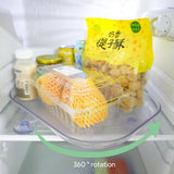 Koelkast draaiplateau, organizer, 15,67 inch draaibaar kruidenrek, koelkastorganizer, draaibaar, rechthoekige koelkast, draaiplateau met zuignap, draaibare kruidenorganizer voor de koelkast