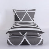 beddengoed 200x200 3-delig grijs - Oeko-TEX 80% katoen & 20% polyester, 1x dekbedovertrek met ritssluiting + 2x kussensloop 65x65 met envelopsluiting, streepmodel