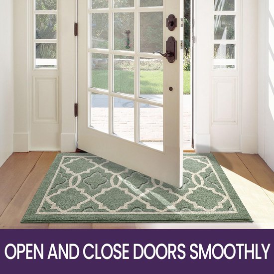 Deurmat voor binnen, 60 x 90 cm, wasbaar, vuilvangmat, antislip, voetmat, binnen, waterabsorberende voetmatten, huisdeur, entreetapijt, huisdeurmat, deurmat, groen