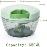 Handmatige keukenmachine Groentensnijder Draagbare knoflookmolen Uiensnijder voor groenten Fruitnoten Duurzaam BPA-vrij Food Grade materiaal 650ml