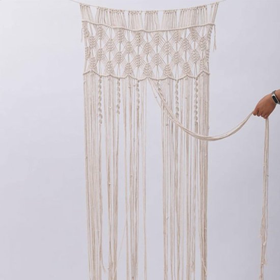 Macramé wandtapijt, handgemaakt geweven macramé, wandtapijt, boho, deurgordijn voor bruiloft, achtergrond, raamgordijnen, woondecoratie (stijl A/74 x 203 cm)