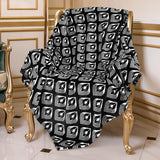 Marokkaanse lotusblauwe fleece deken voor op de bank, licht, zacht, gezellig deken om het hele jaar door te loungen.