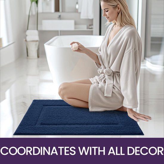 Badkamertapijt, 40 x 60 cm, badmat, antislip, wasbaar, zachte badmat, microvezel, absorberend, badmatten voor badkuip, doucheruimte en badkamer, blauw