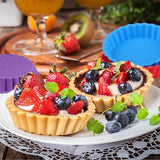 6 stuks bakplaten voor muffins, 11 cm, siliconen mini-fruitbodemvormen, siliconen taartvormen, bakvormen, siliconen muffinvormpjes, taartvorm, klein voor mini quiche, taartvorm