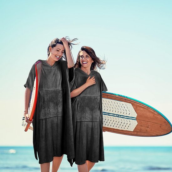 Beach Surf Poncho with Pocket, Water Absorbent Wetsuit, Changing Table Hoodie, Towel Poncho Bathrobe for Surfing, Swimming, Bathing for Adults, Men, Women, Sandproof