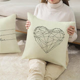 Kussenslopen 4 stuks 40x40 linnen mix kussensloop hart bankkussenovertrek set "Love Laugh Live" kussenhoezen crème decoratief kussen