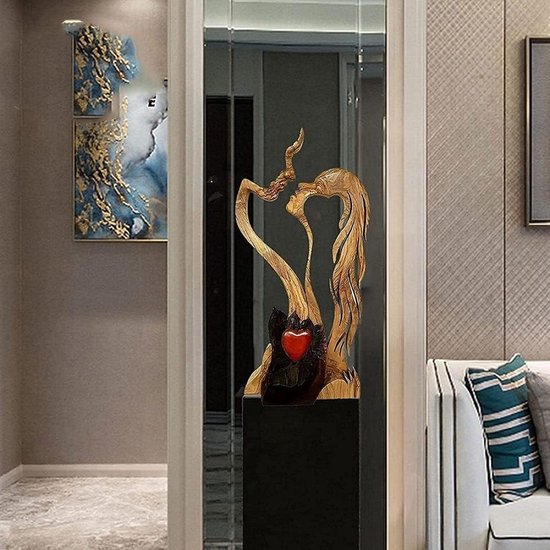 Liefde eeuwig houten Valentijnsdag ornamenten creatief mannelijk en vrouwelijk kussend houten beeld, handgemaakte sculptuur, interieurdecoratie