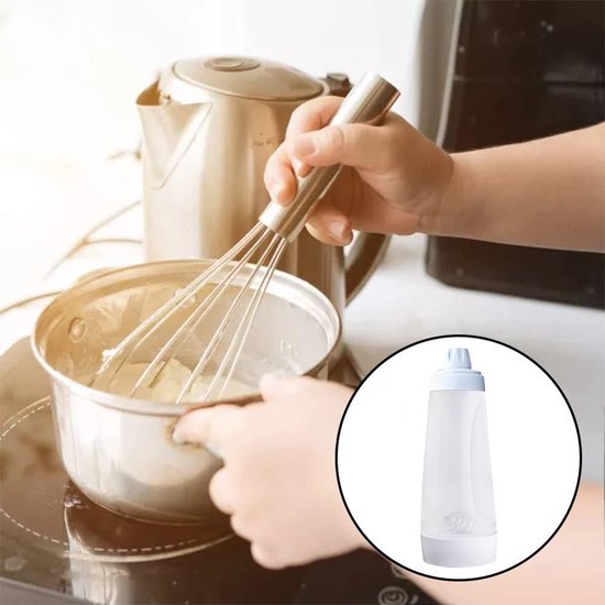 Handdeegmengfles, 1000 ml handdeegdispenser met maatmarkeringen en mengbal, voor pannenkoeken, wafels, pannenkoeken, cupcakes, keukengerei